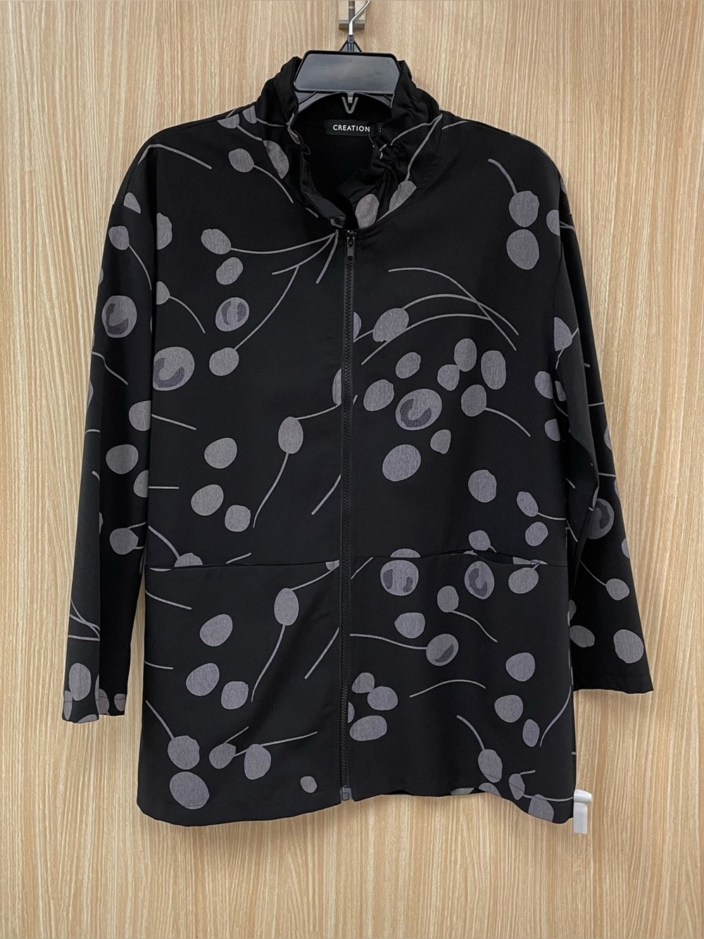 Creation Black Print Polyester Cardigan Size S